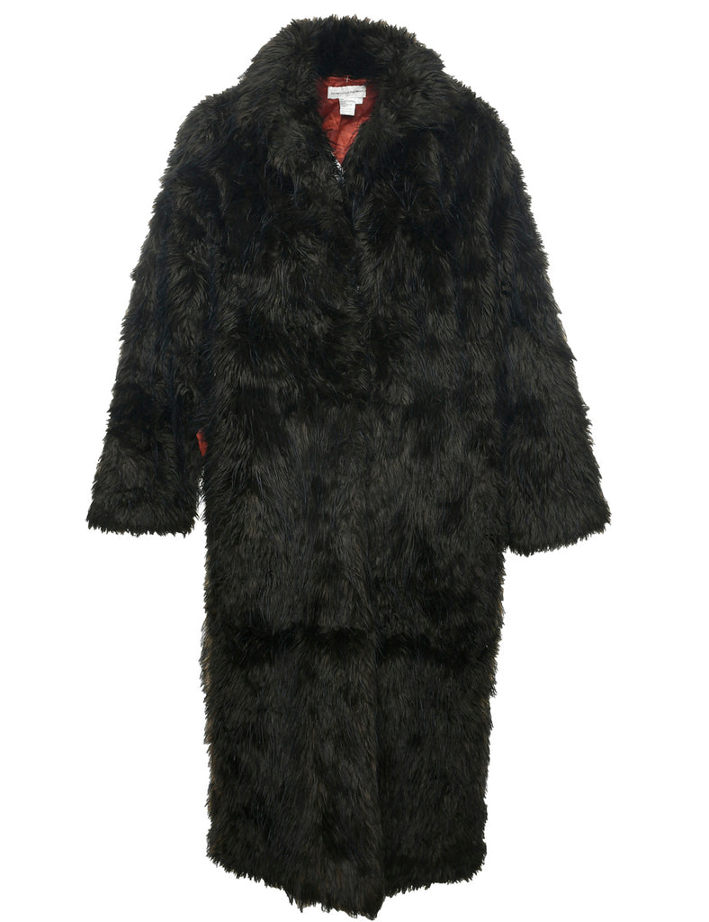 Dark Brown Faux Fur Coat - L