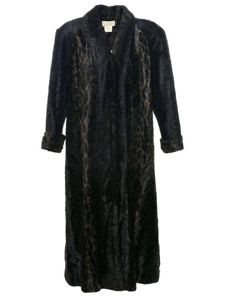 Dark Brown Faux Fur Coat - M