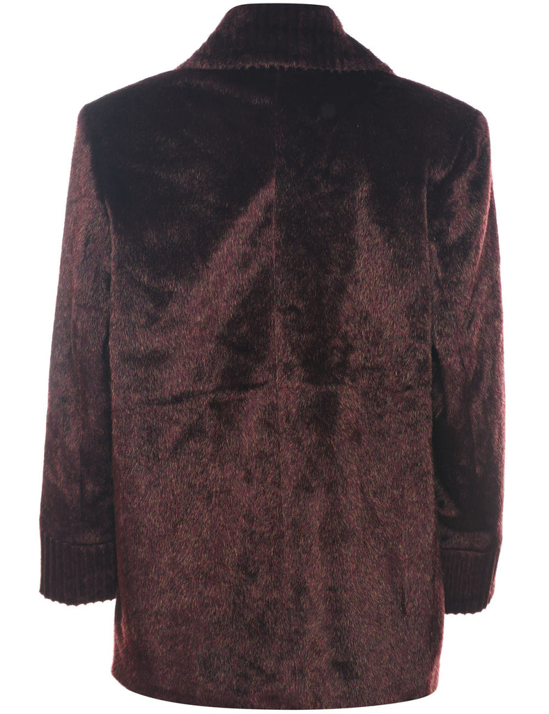 Dark Brown Faux Fur Coat - L