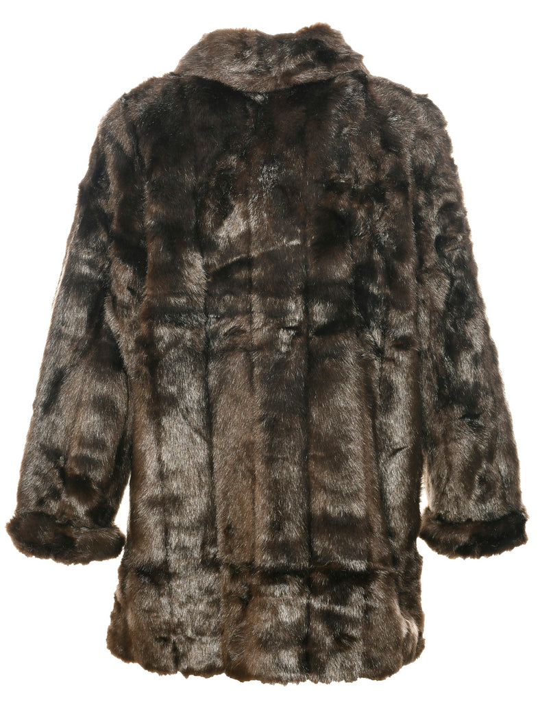 Dark Brown Faux Fur Coat - M