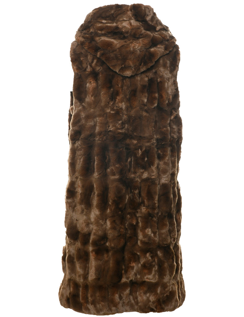 Dark Brown Faux Fur Coat - L