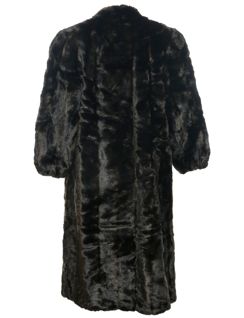 Dark Brown Faux Fur Coat - L