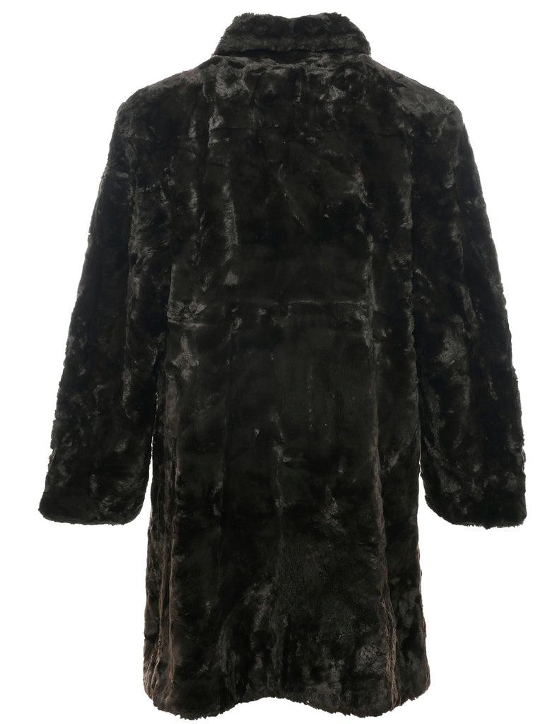 Dark Brown Faux Fur Coat - XL