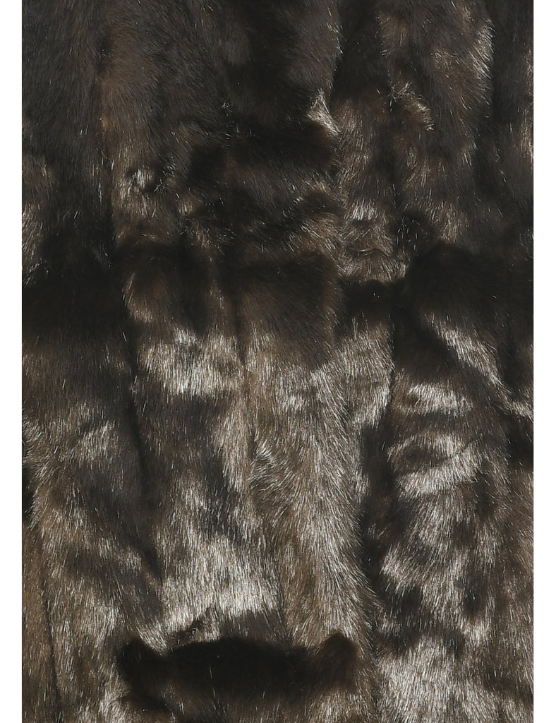 Dark Brown Faux Fur Coat - M