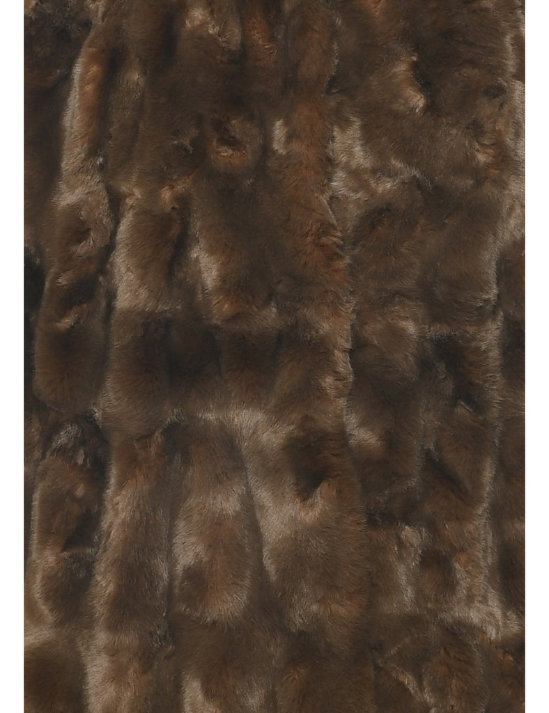 Dark Brown Faux Fur Coat - L