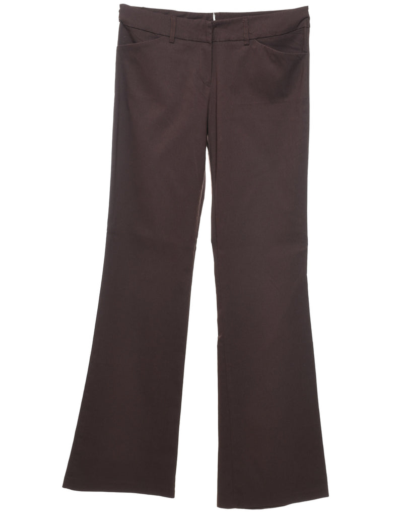 Dark Brown Flared Leg Trousers - W30 L32