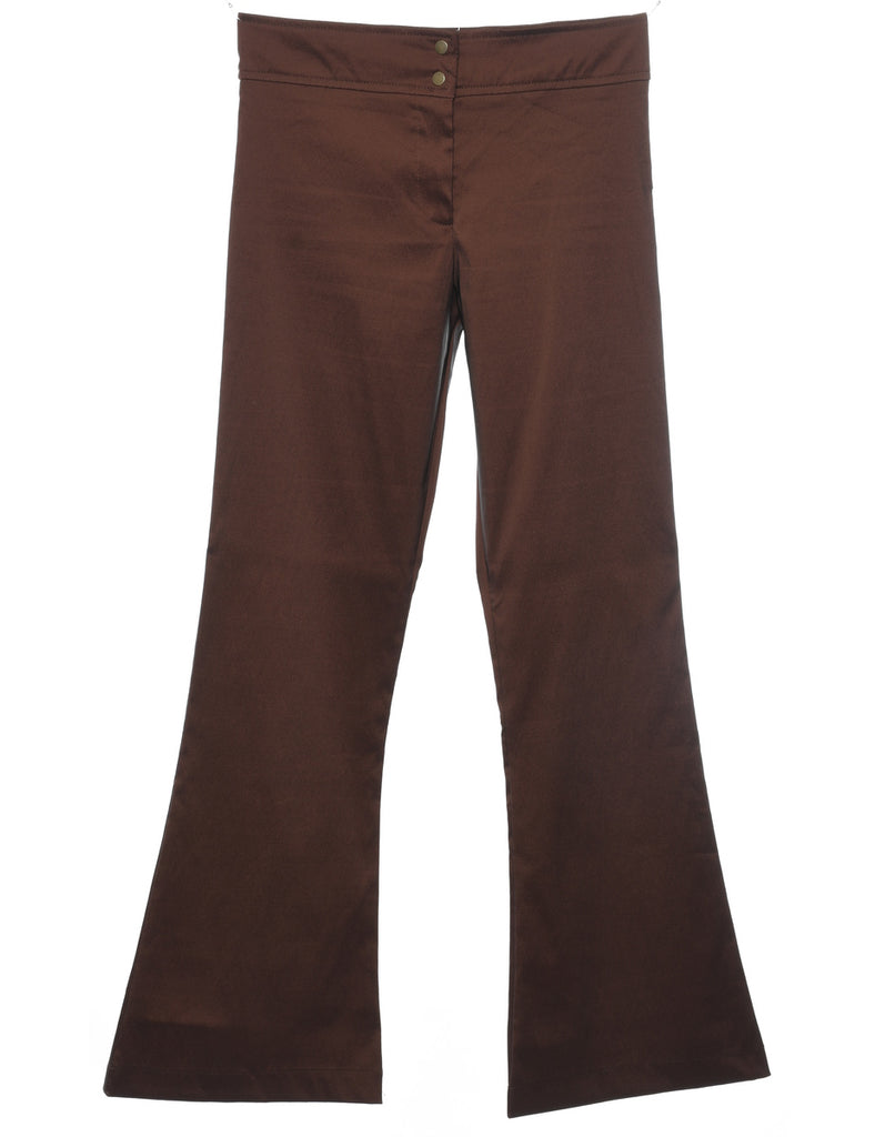 Dark Brown Flared Leg Trousers - W26 L29