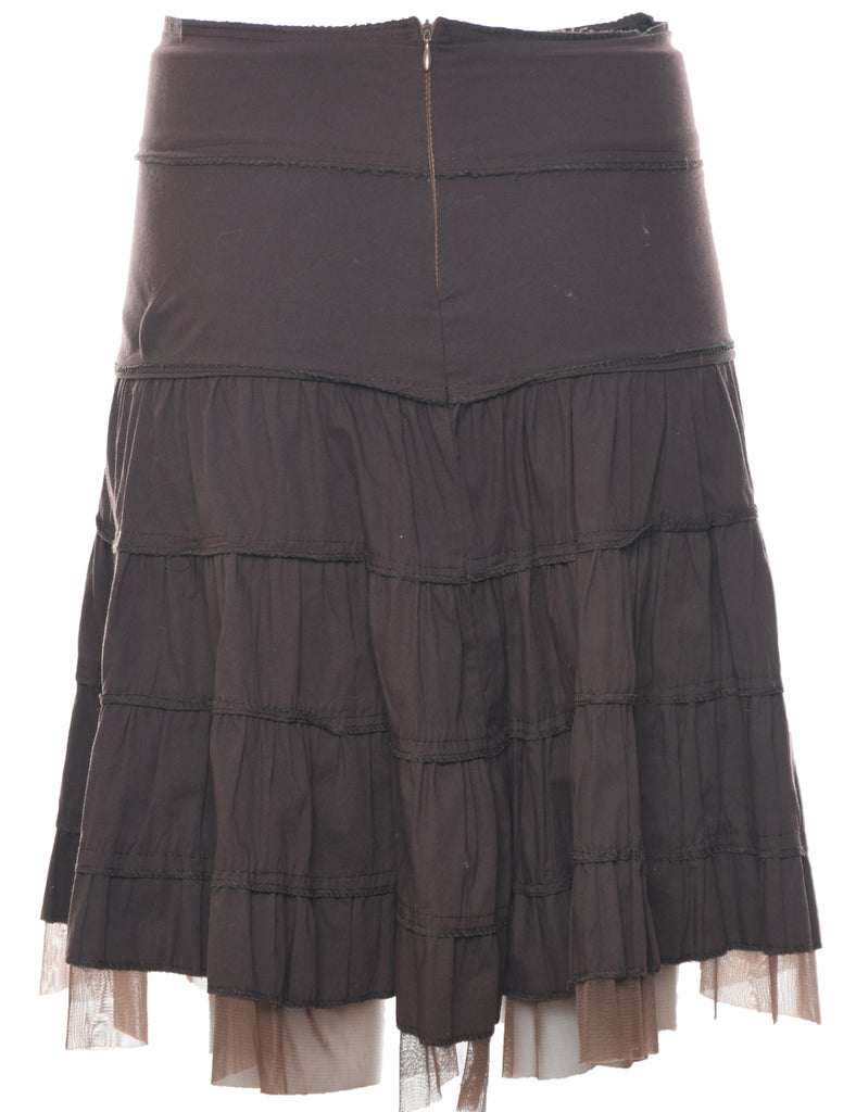 Dark Brown Flared Skirt - S