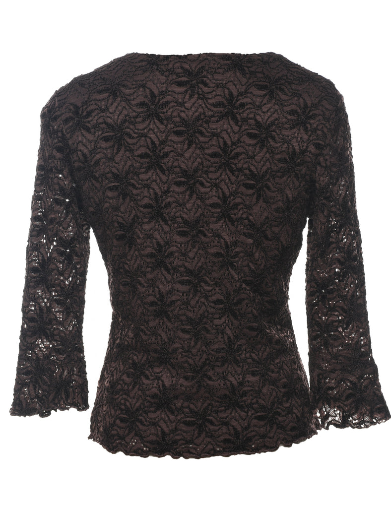 Dark Brown Lace Top - M