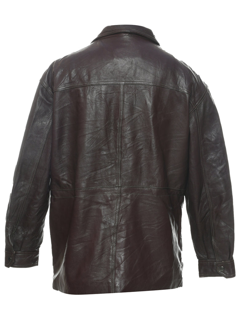 Dark Brown Leather Jacket - L
