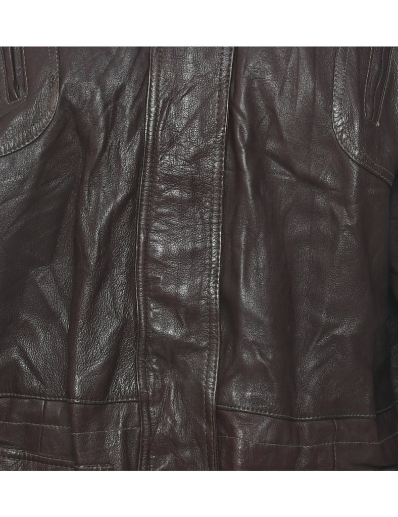 Dark Brown Leather Jacket - L