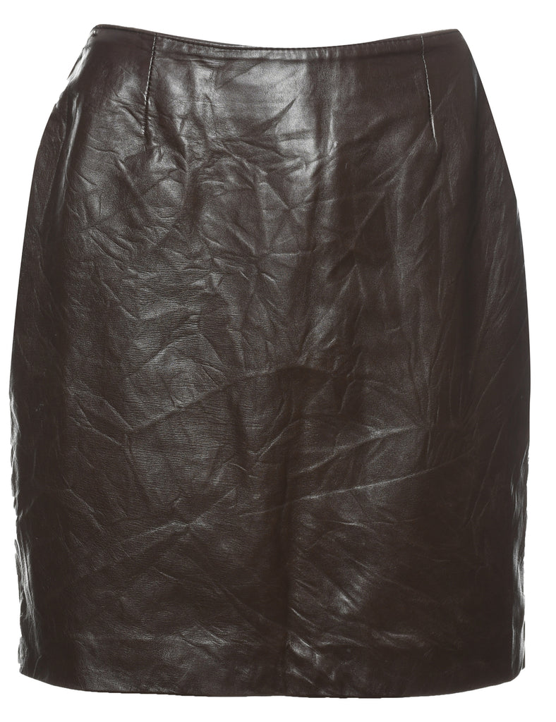 Dark Brown Leather Skirt - M