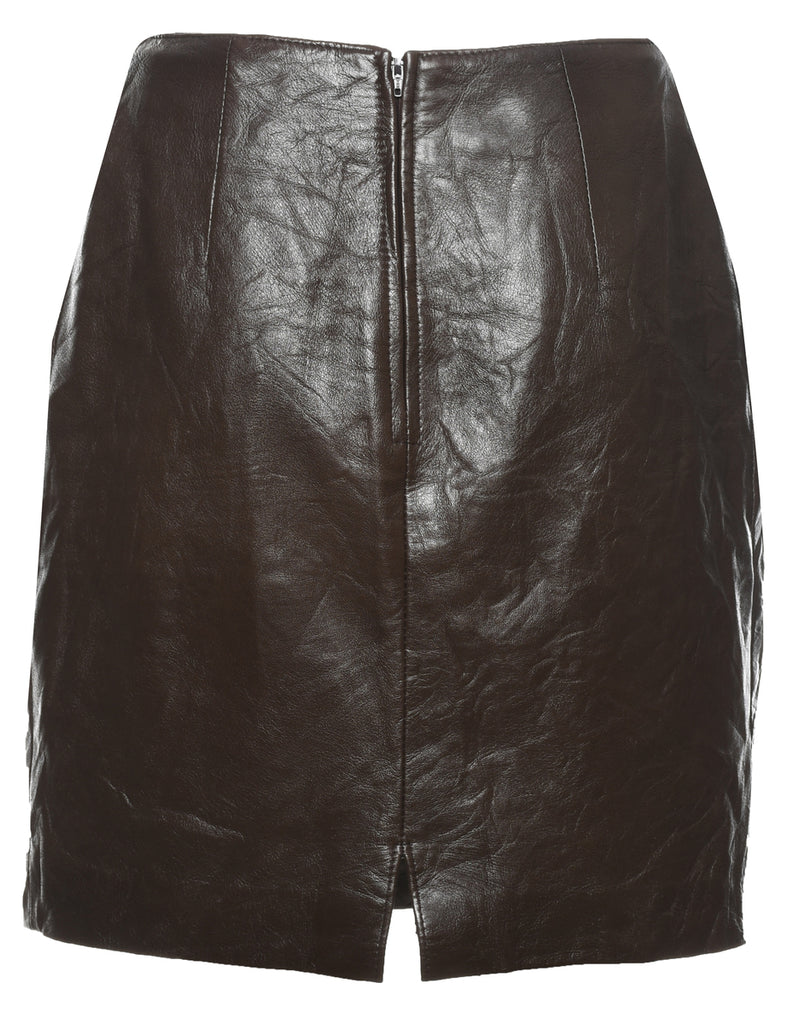 Dark Brown Leather Skirt - M