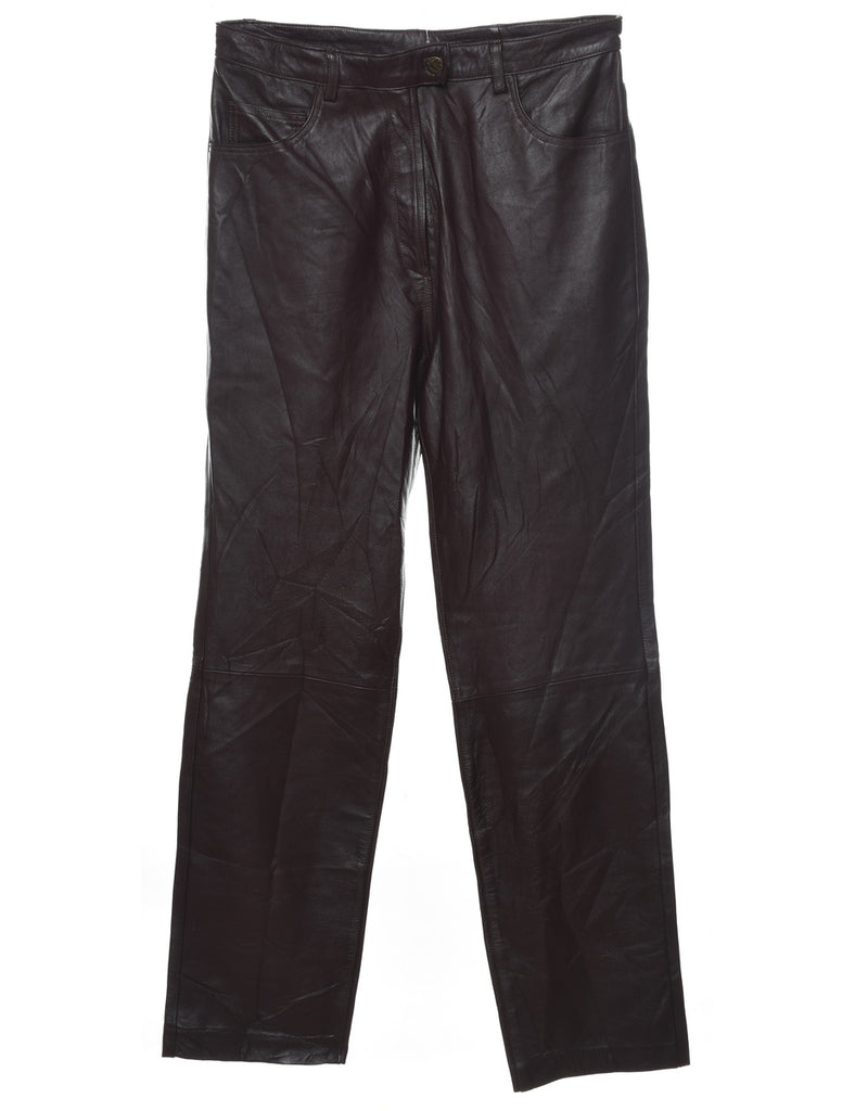 Dark Brown Leather Trousers - W30 L31