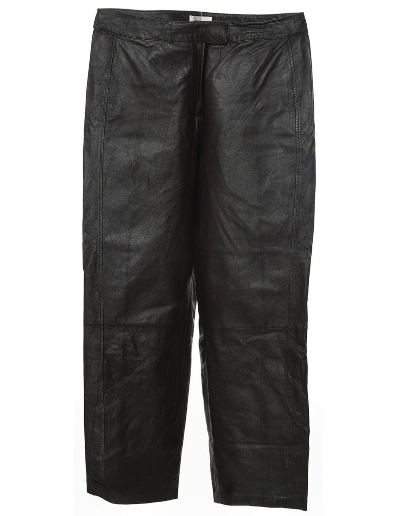 Dark Brown Leather Trousers - W35 L30
