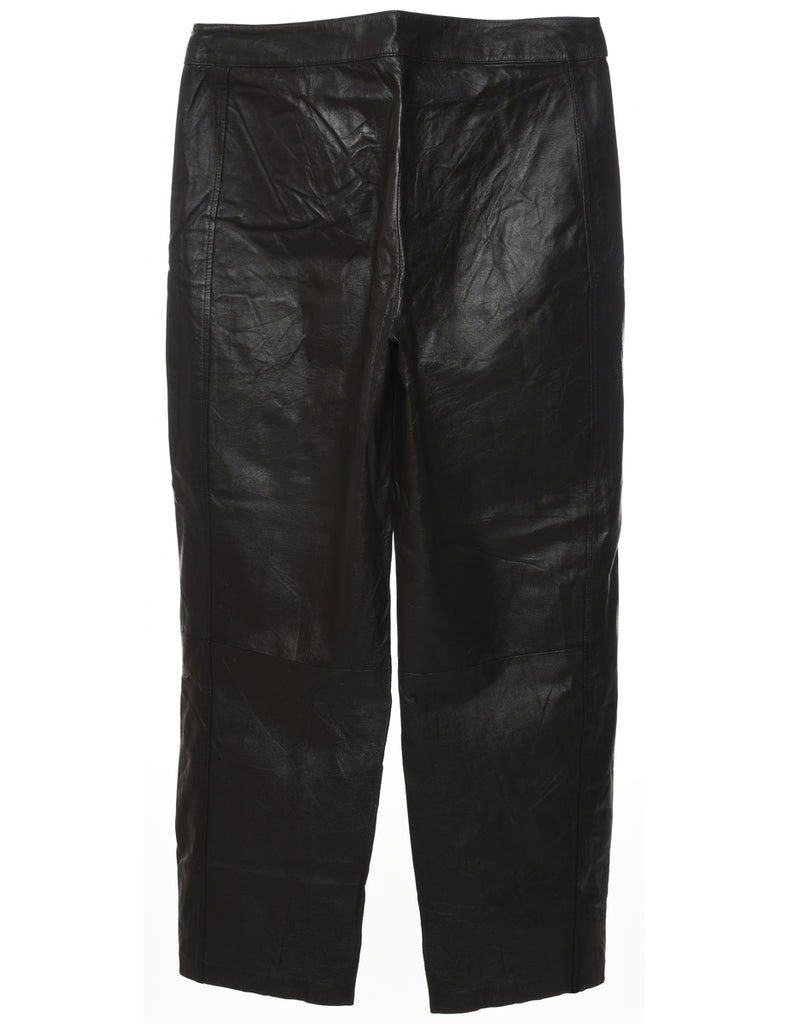 Dark Brown Leather Trousers - W35 L30