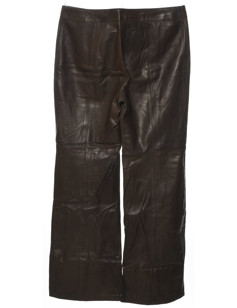 Dark Brown Leather Trousers - W35 L32