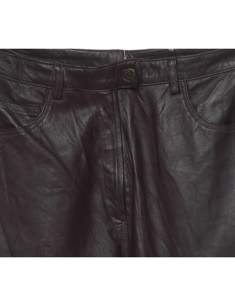 Dark Brown Leather Trousers - W30 L31