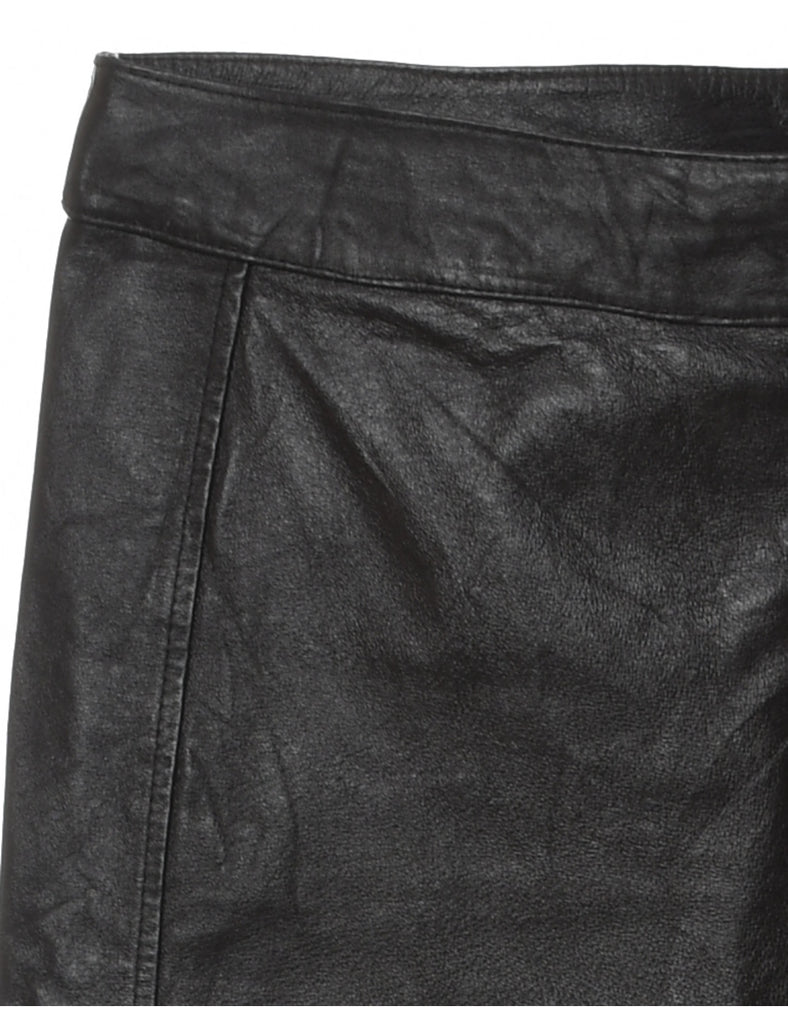 Dark Brown Leather Trousers - W35 L30