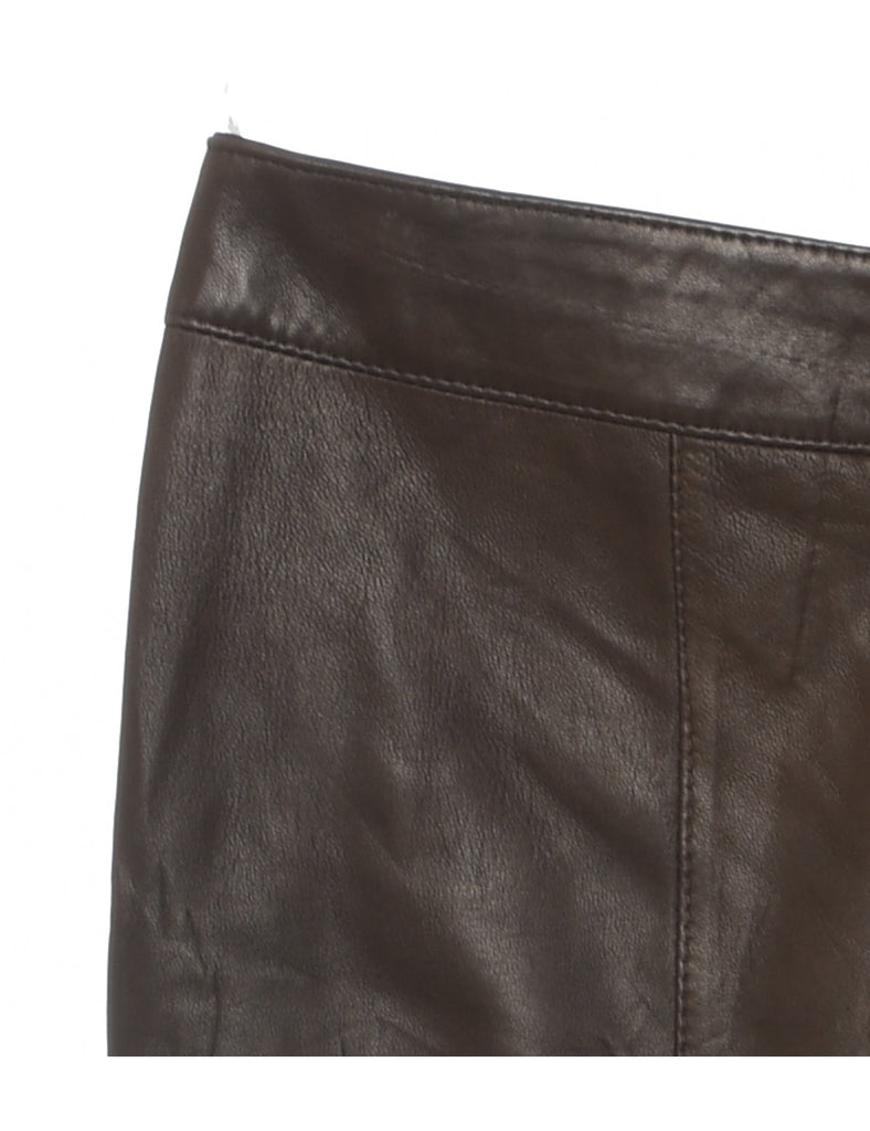 Dark Brown Leather Trousers - W35 L32