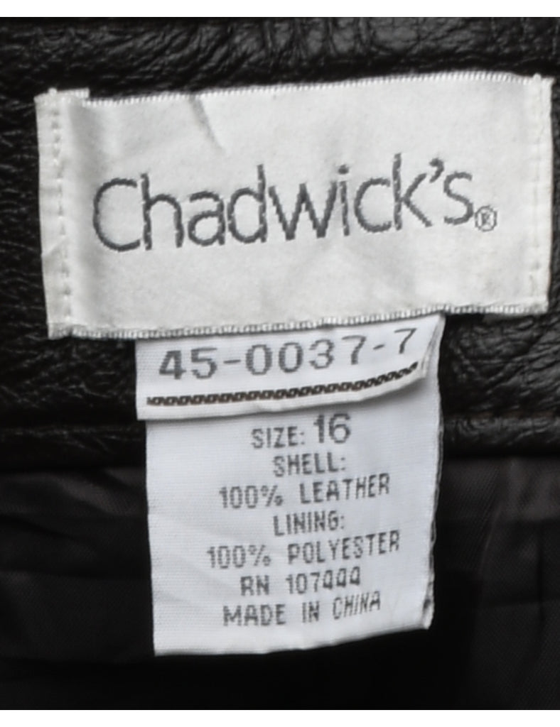 Dark Brown Leather Trousers - W35 L30