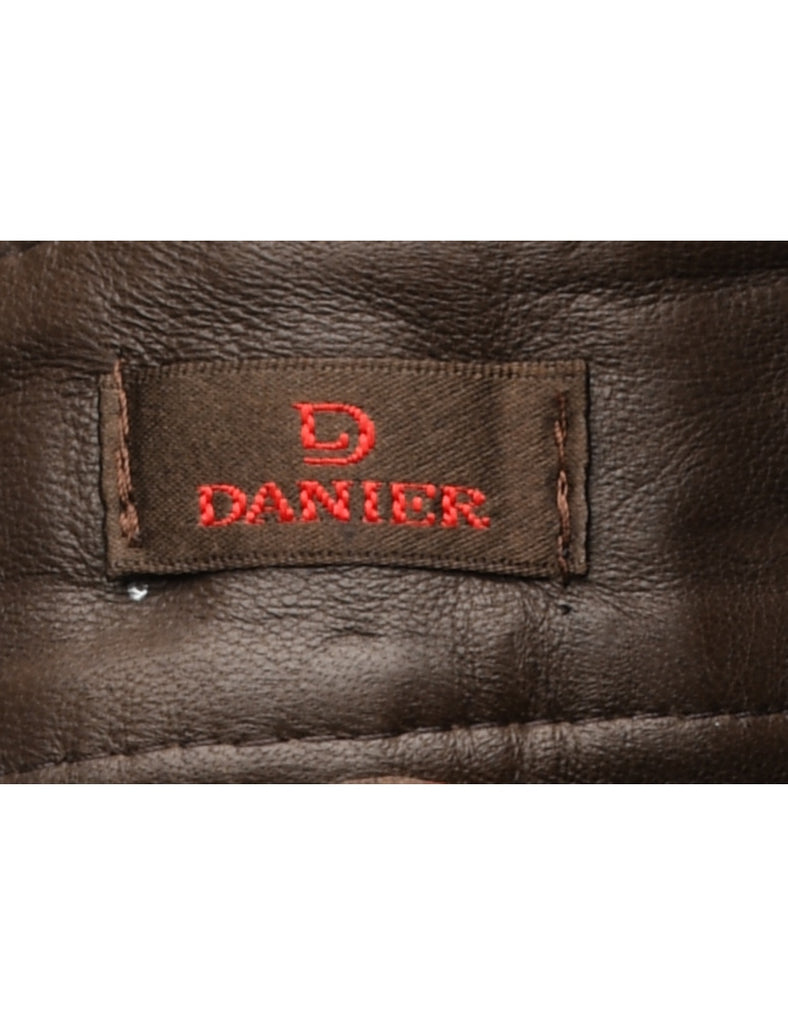 Dark Brown Leather Trousers - W35 L32