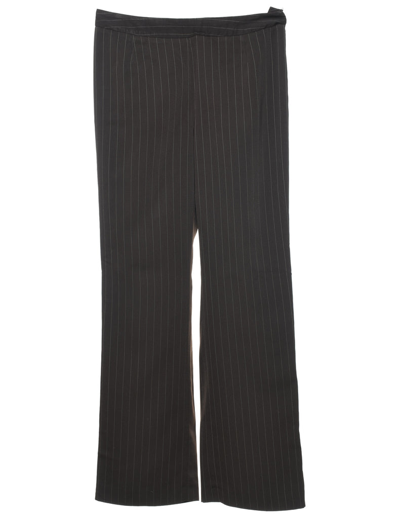 Dark Brown Pinstriped Trousers - W30 L31