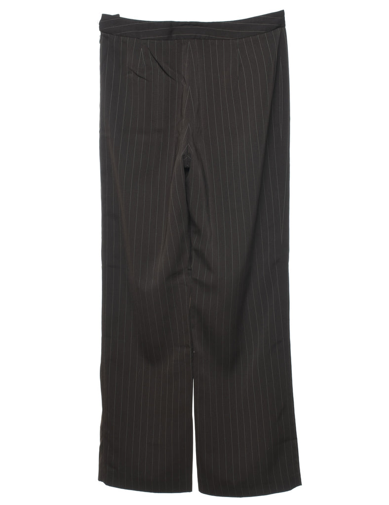 Dark Brown Pinstriped Trousers - W30 L31