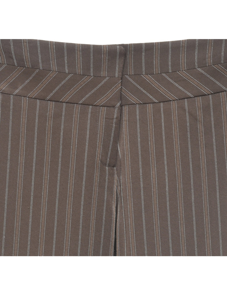 Dark Brown & White Pinstriped Y2K Trousers - W32 L28