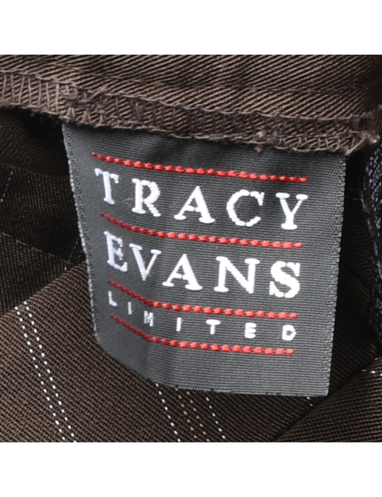 Dark Brown & White Pinstriped Y2K Trousers - W32 L28