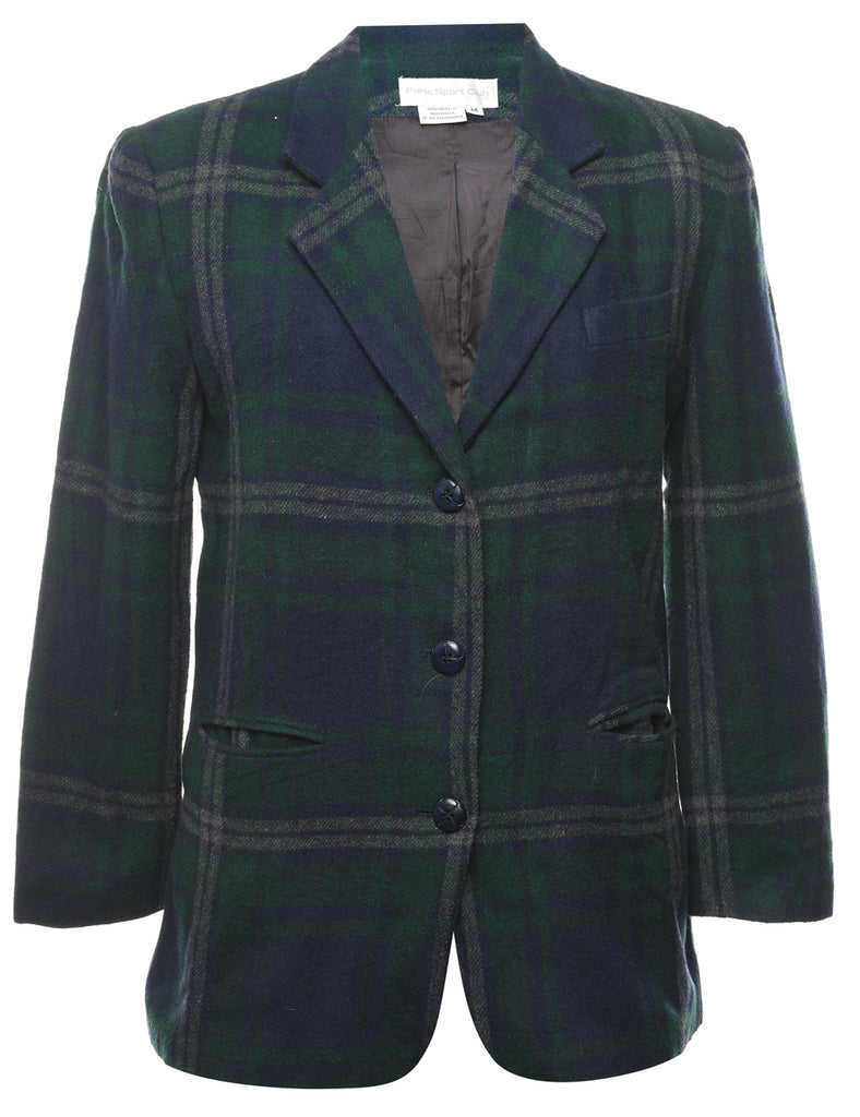 Dark Green Checked Blazer - M