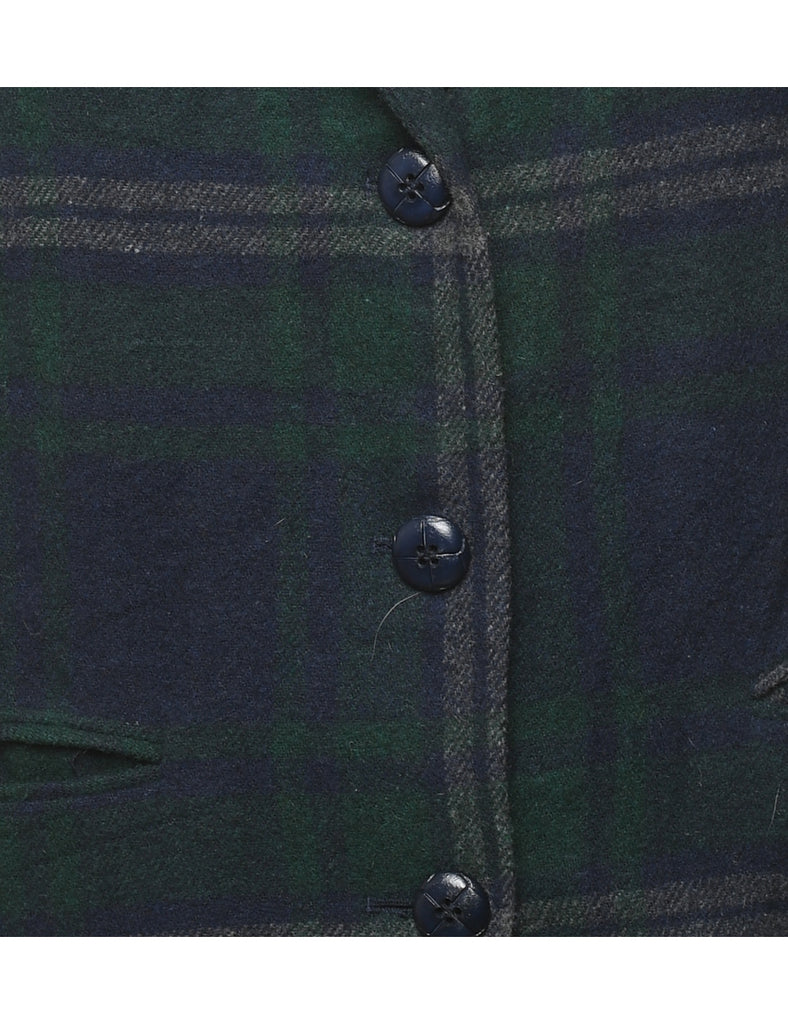 Dark Green Checked Blazer - M
