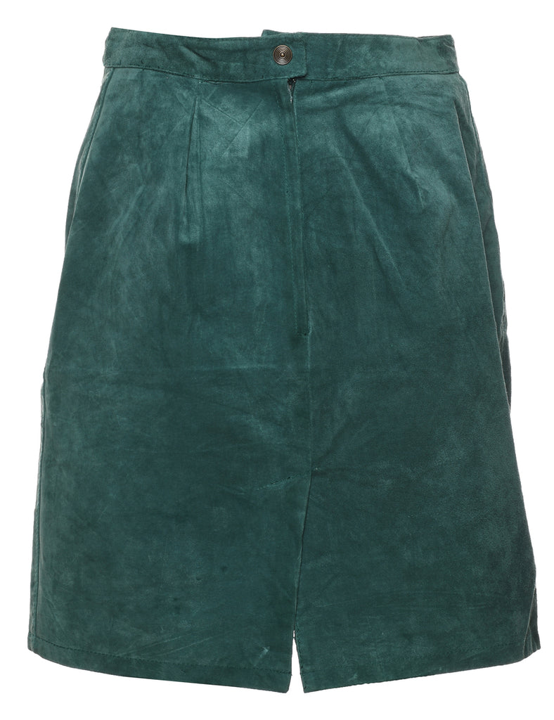 Dark Green Suede A-line Skirt - S