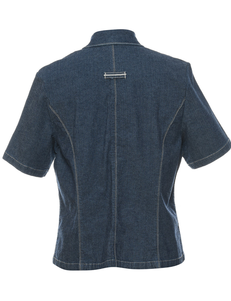 Dark Wash Embroidered Denim Shirt - M