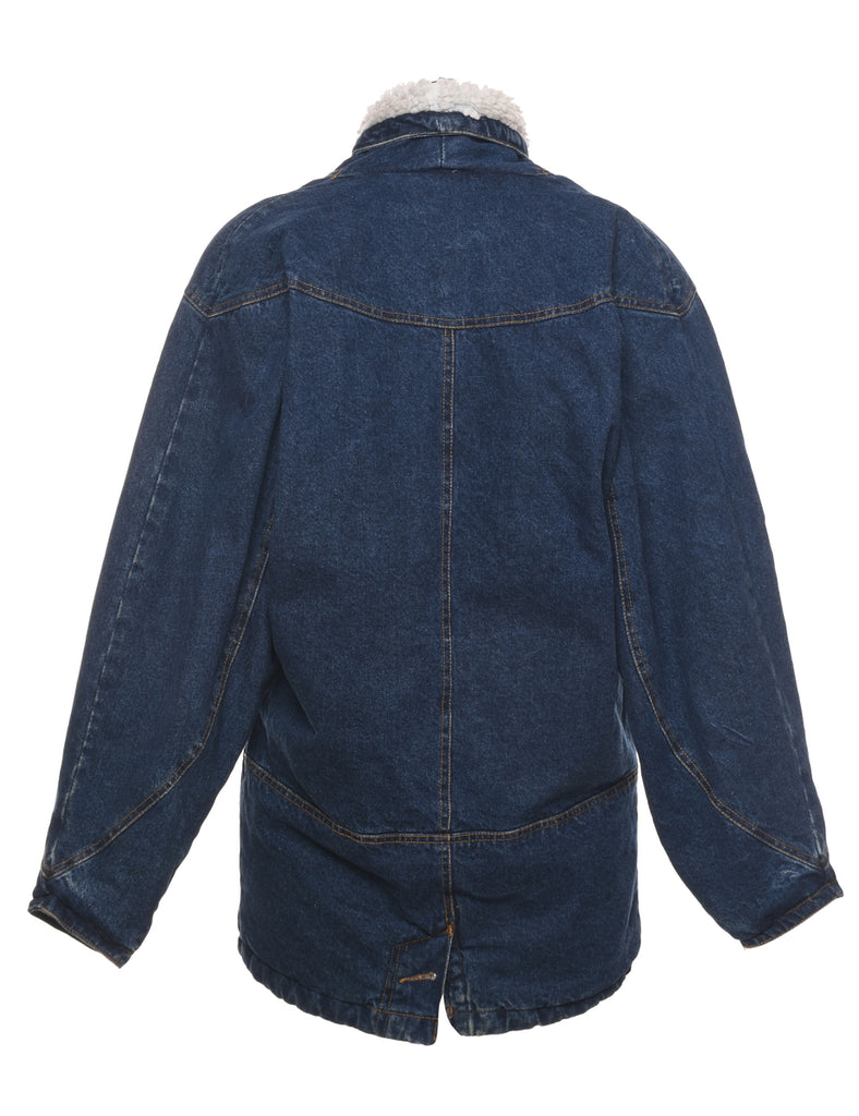 Dark Wash Shearling Denim Jacket - M