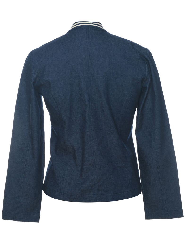 Dark Wash Slim-Fit Beaded Denim Jacket - M