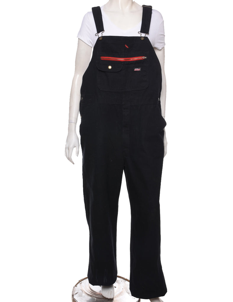 Dickies Black & Red Contrast Adjustable Dungarees - W42 L31