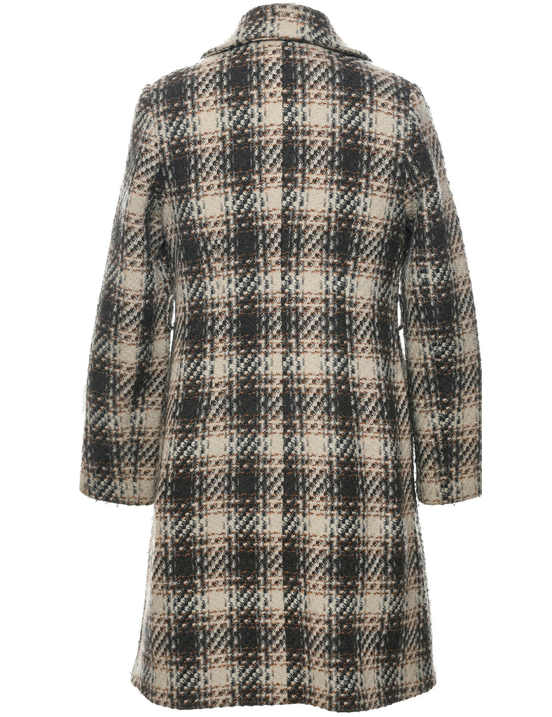 DKNY Checked Pattern Wool Coat - M