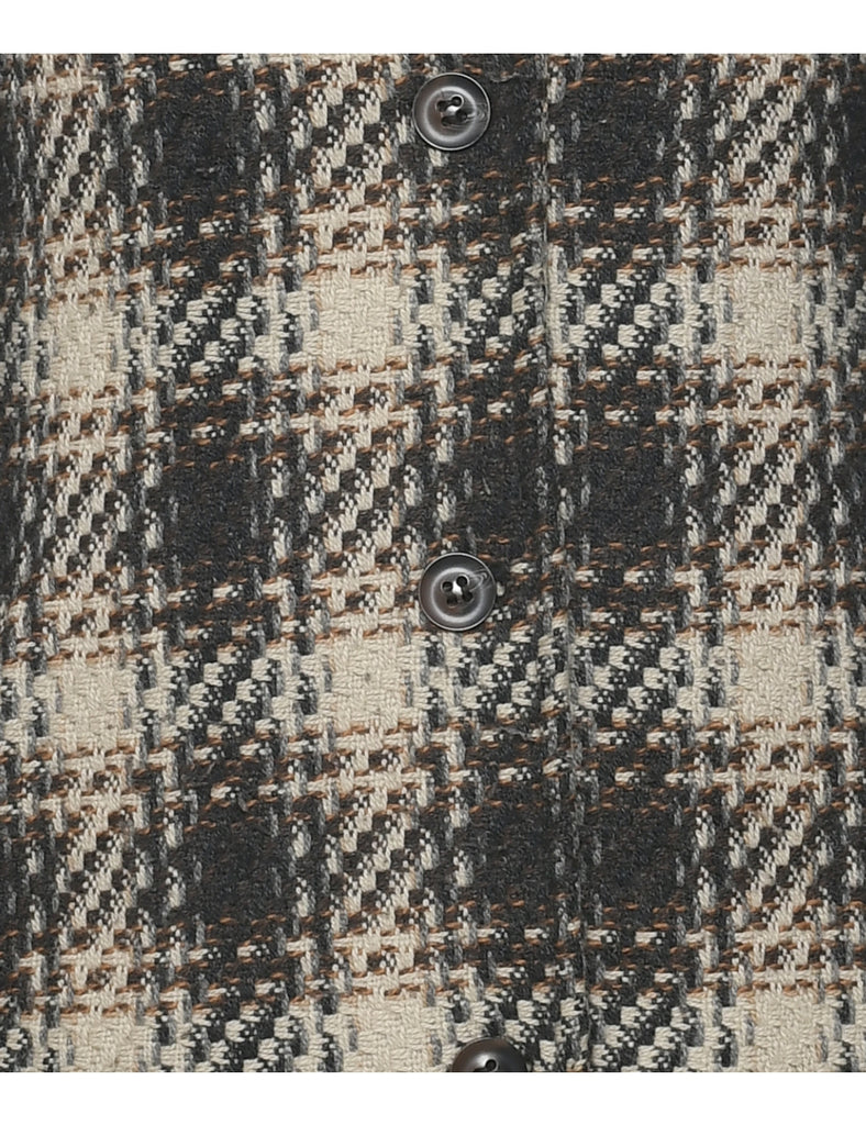 DKNY Checked Pattern Wool Coat - M