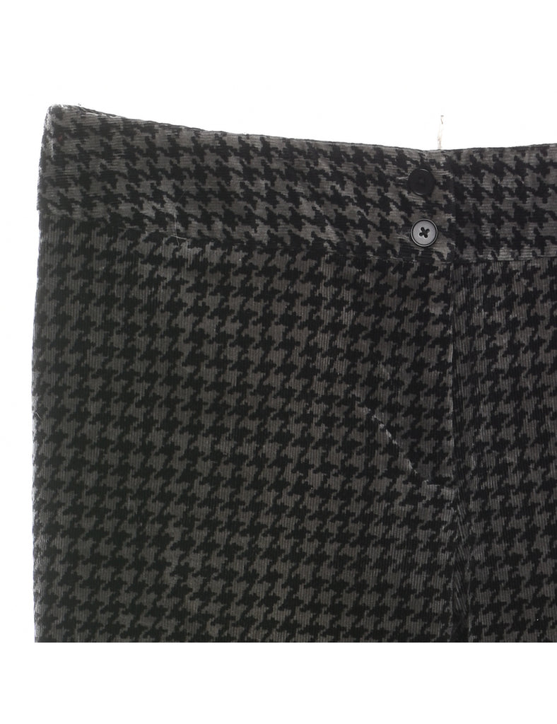 Dogtooth Black & Grey Corduroy Trousers - W35 L30