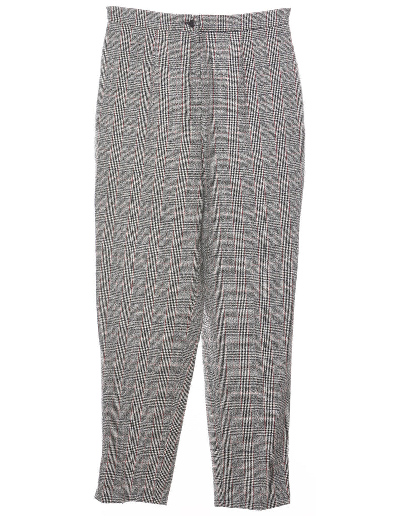 Dogtooth Design Dark Grey & White Checked Trousers - W28 L30