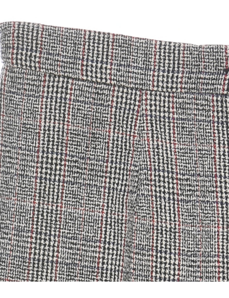 Dogtooth Design Dark Grey & White Checked Trousers - W28 L30