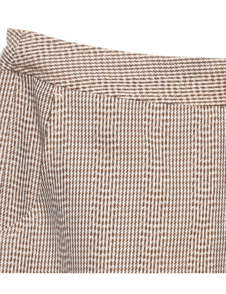 Dogtooth Light Brown & Off-White Trousers - W32 L31