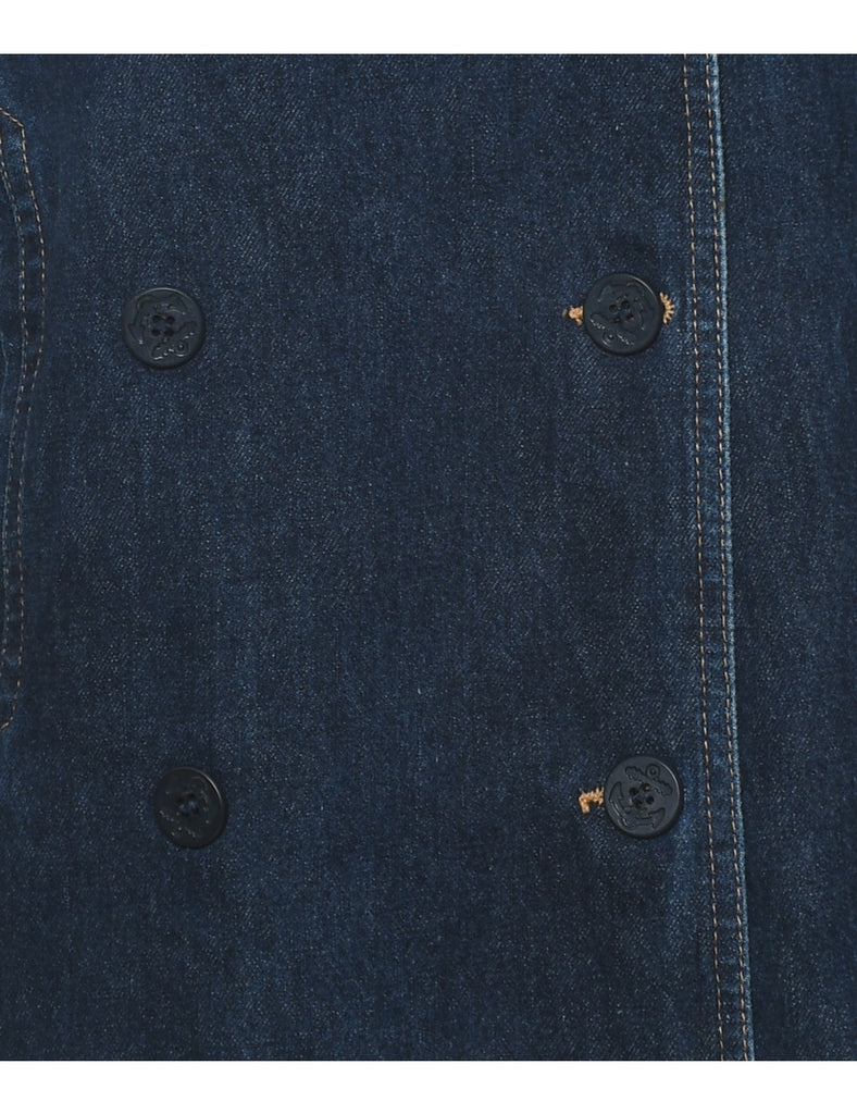 Double Breasted Dark Wash Denim Jacket - L