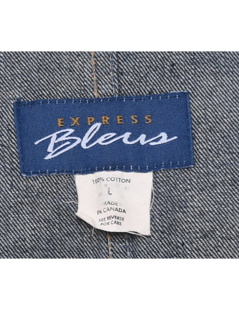 Double Breasted Dark Wash Denim Jacket - L