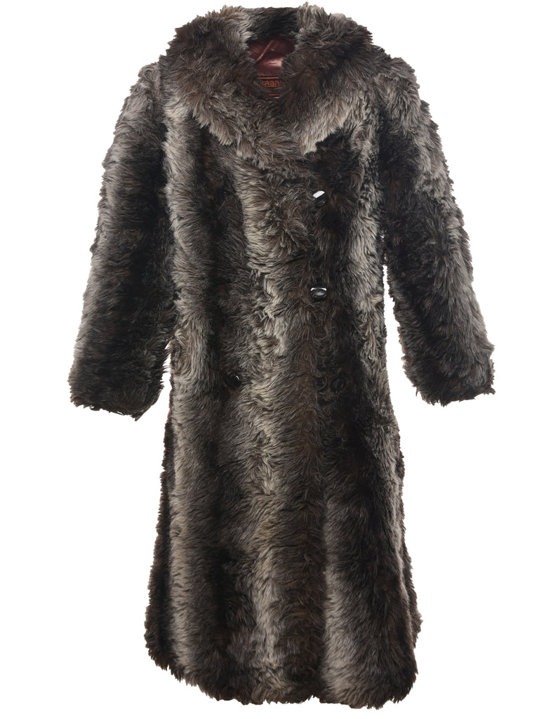 Double Breasted Faux Fur Coat - M