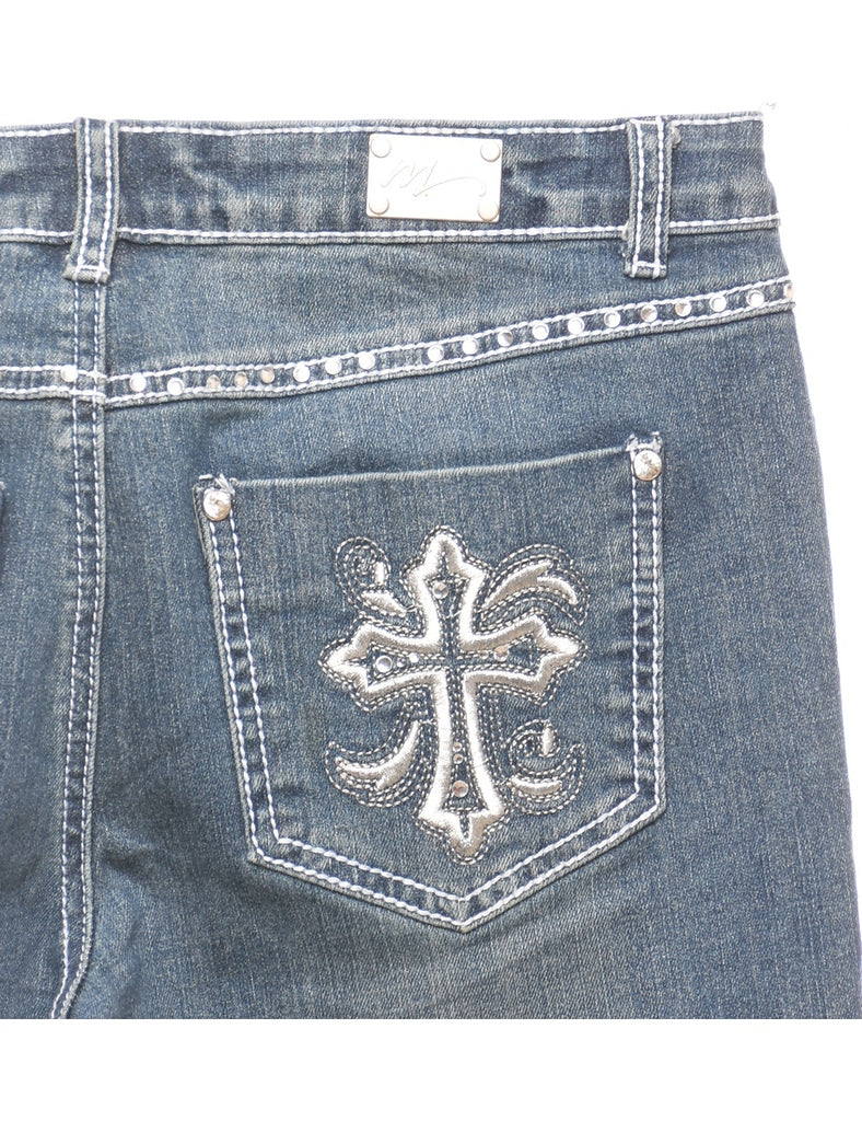 Embellished Cross Design 1990s Straight-Fit Jeans - W28 L31