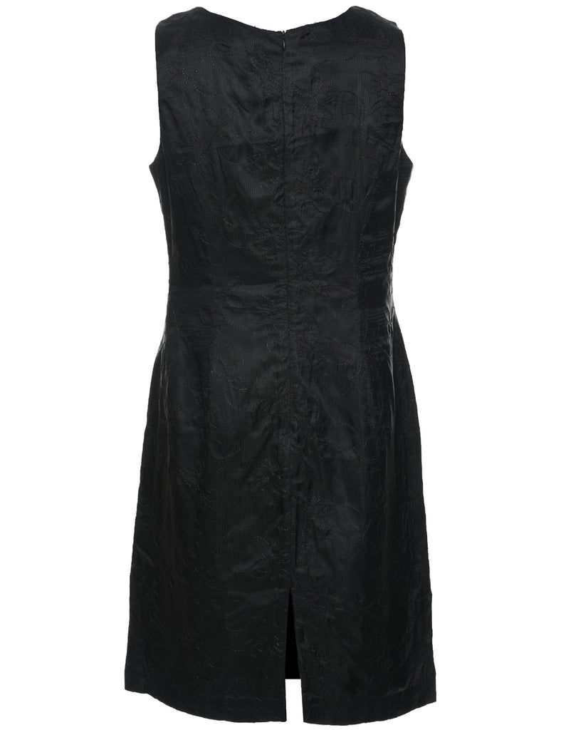 Embroidered Black Dress - M