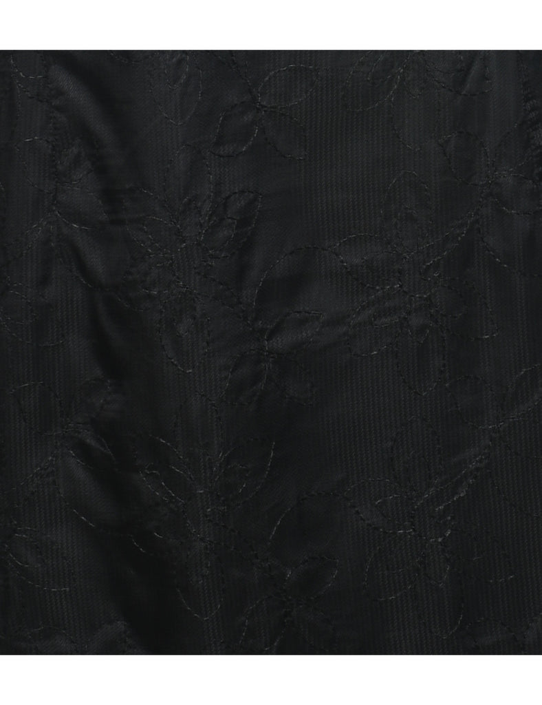 Embroidered Black Dress - M
