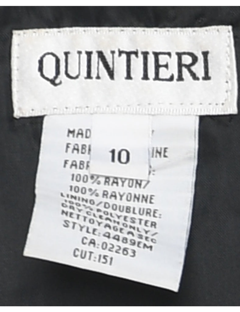 Embroidered Black Dress - M